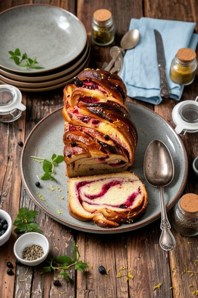 Lemon and Blueberry Babka