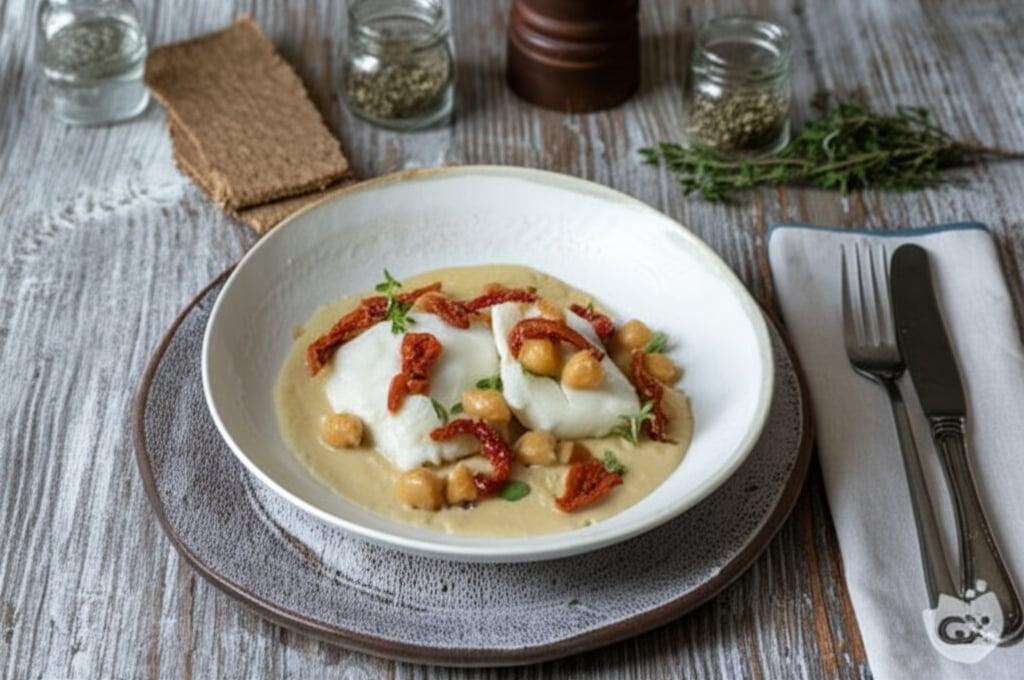 Confit Cod with Chickpea Cream