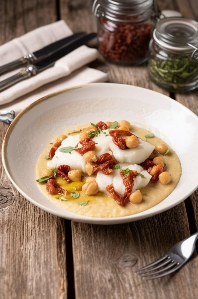 Confit Cod with Chickpea Cream