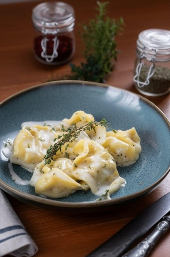 Kartoffel-Cappellacci mit Taleggio-Fondue