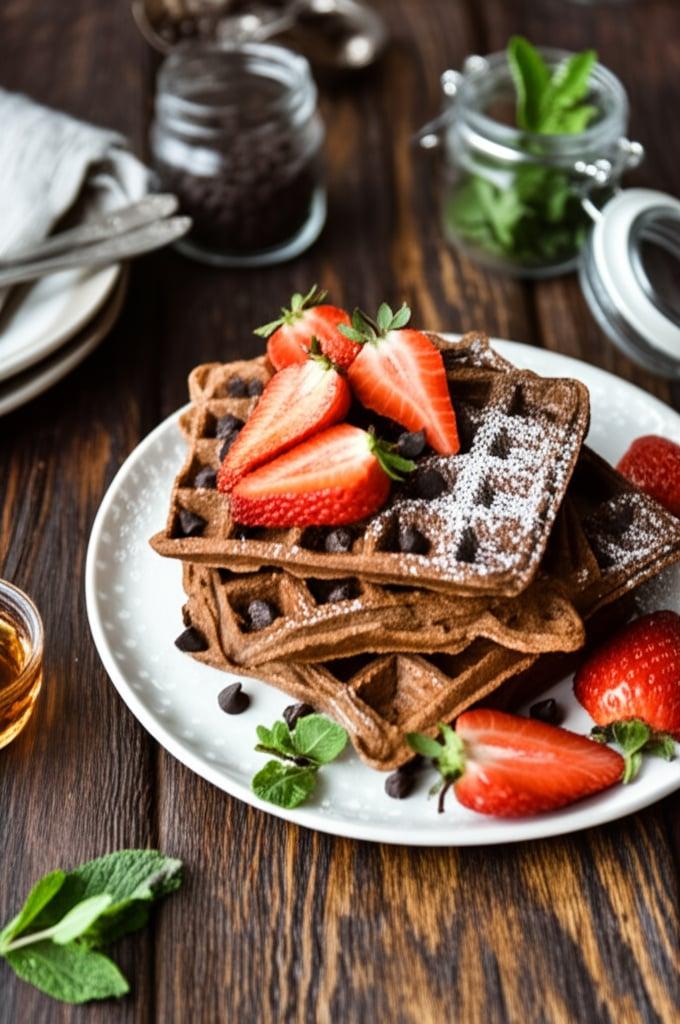 Gofres de camote con chispas de chocolate