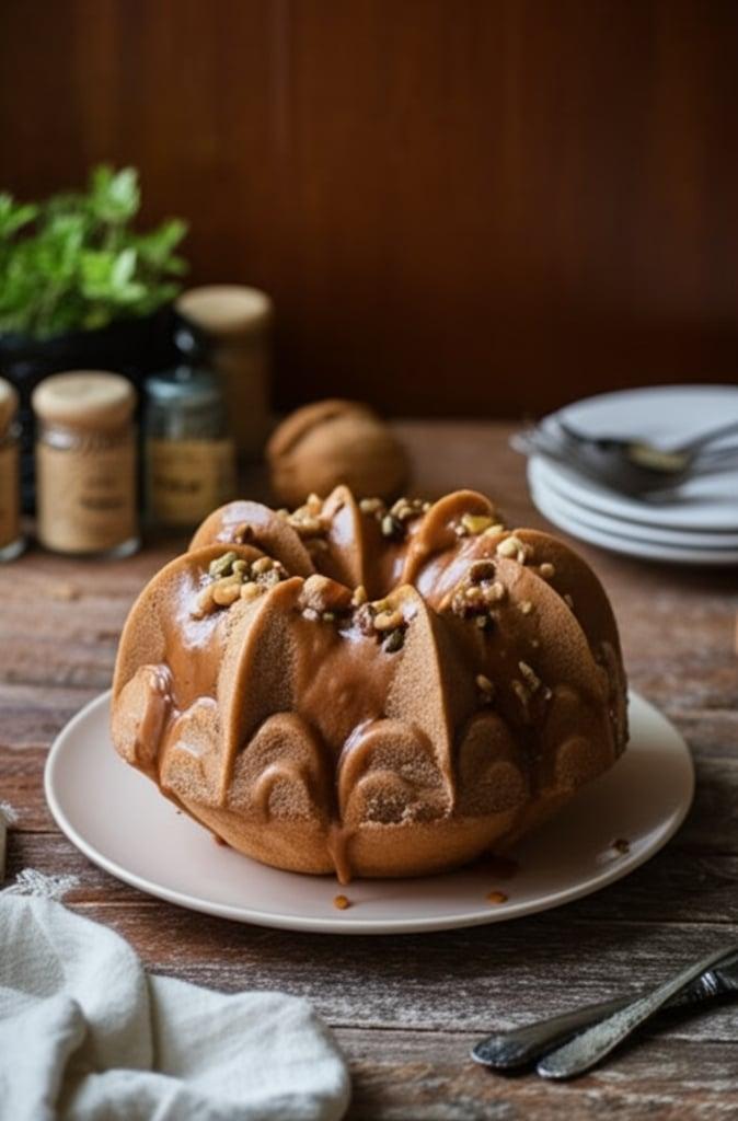 Kuchen mit Trockenfrüchten und Karamell
