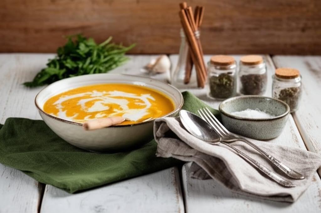 Pumpkin cream with curry and coconut milk