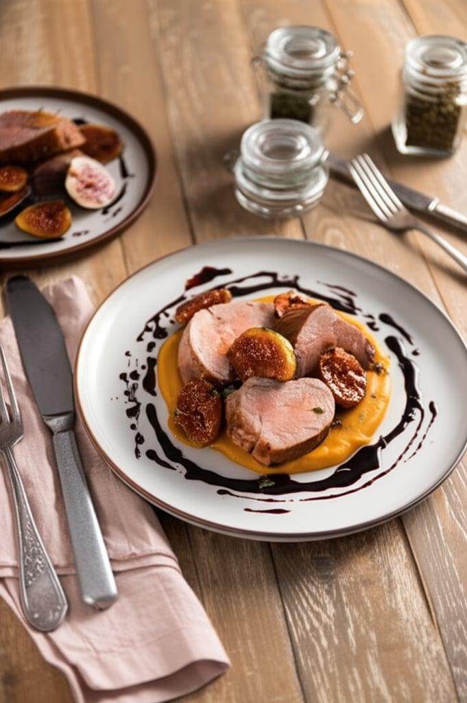 Schweinefilet mit Kürbis und Feigen