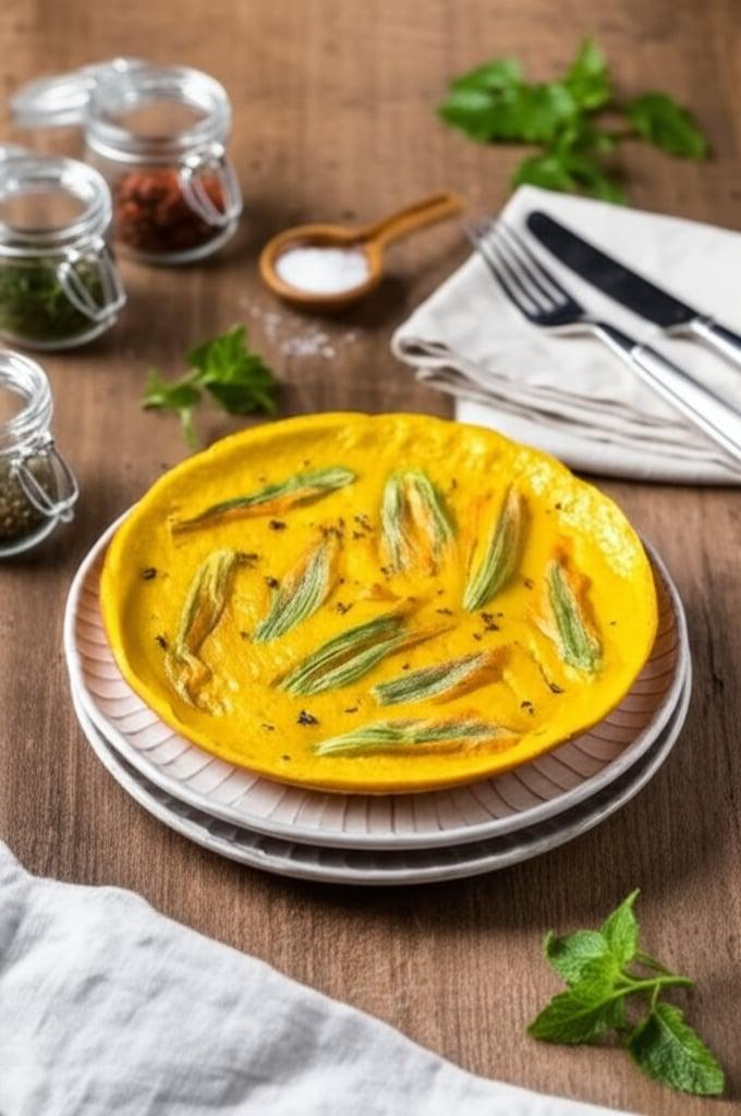 Zucchini Flower and Saffron Frittata