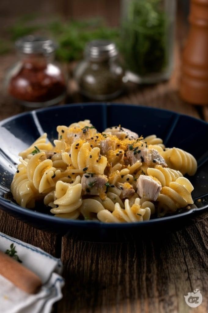 Fusilli with fresh tuna and bottarga