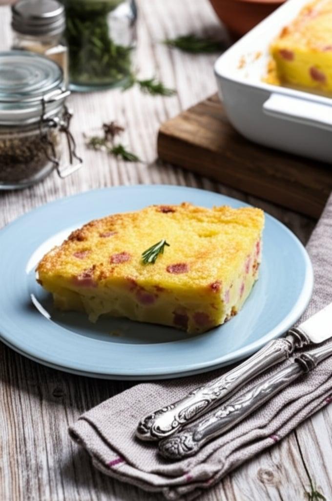 Potato gateau with salami