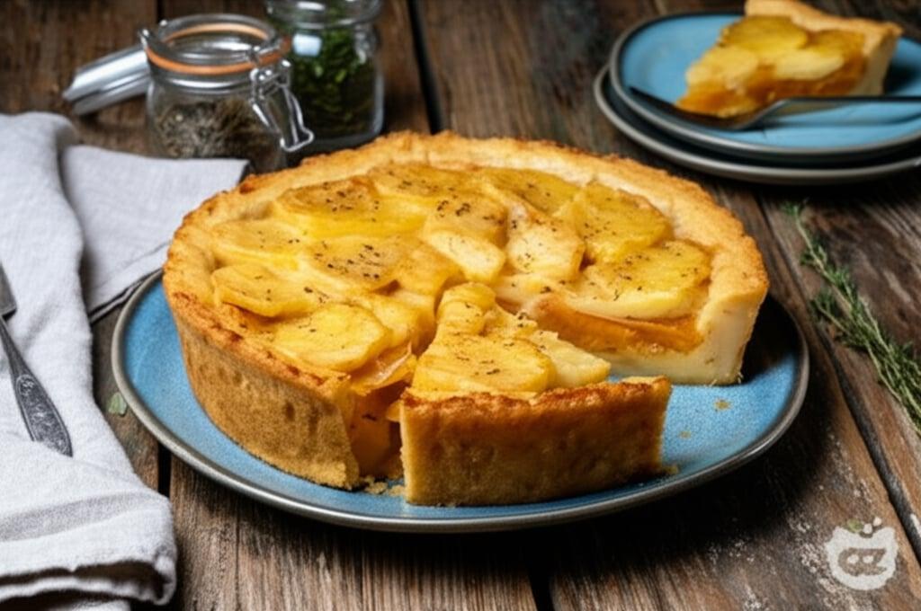 Potato gateau with pumpkin and taleggio