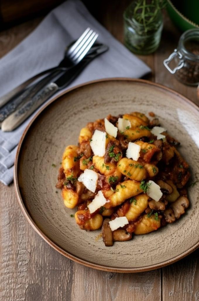 Gnocchi con ragù ubriaco di verdure