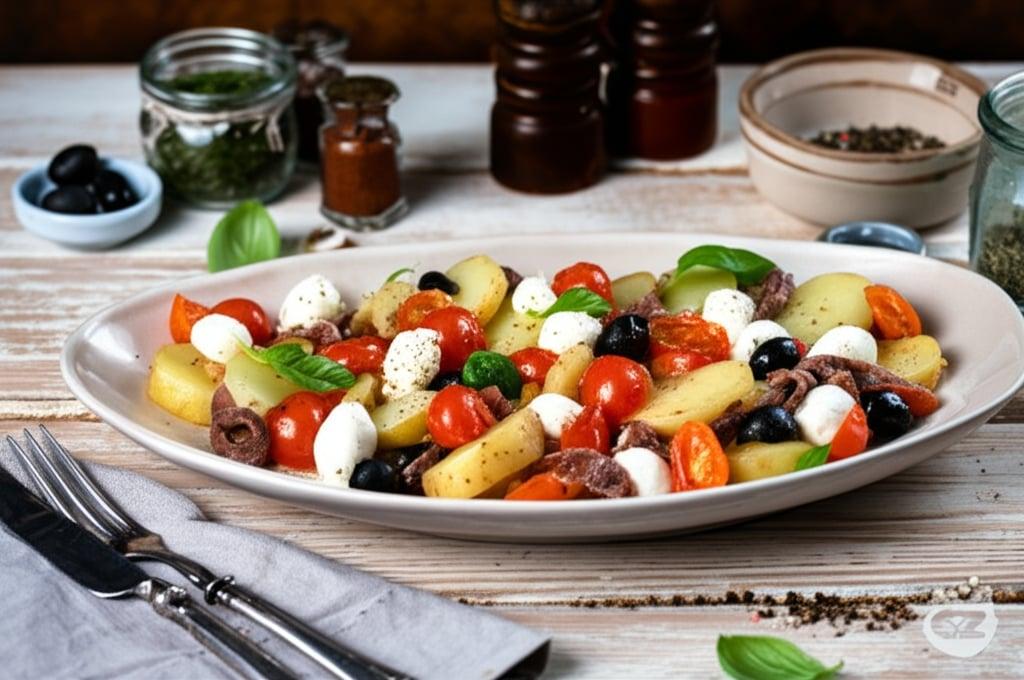 Salade de pommes de terre, mozzarella et tomates cerises