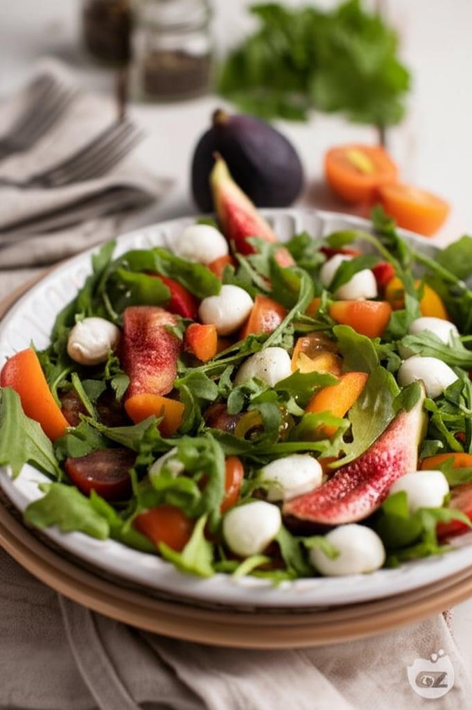 Ensalada de verano con fruta y mozzarella