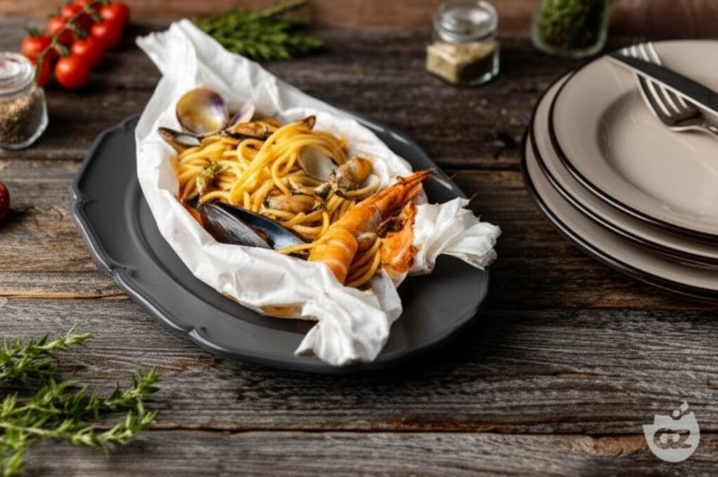 Linguine en papillote aux fruits de mer
