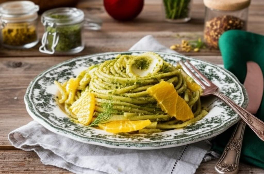 Linguine with dill and citrus pesto