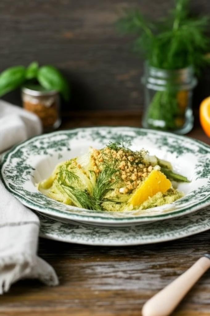 Linguine with dill and citrus pesto