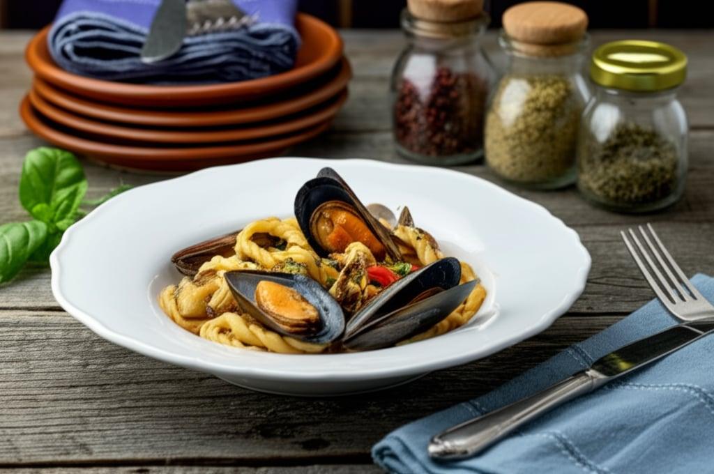Lorighittas con sugo ai frutti di mare