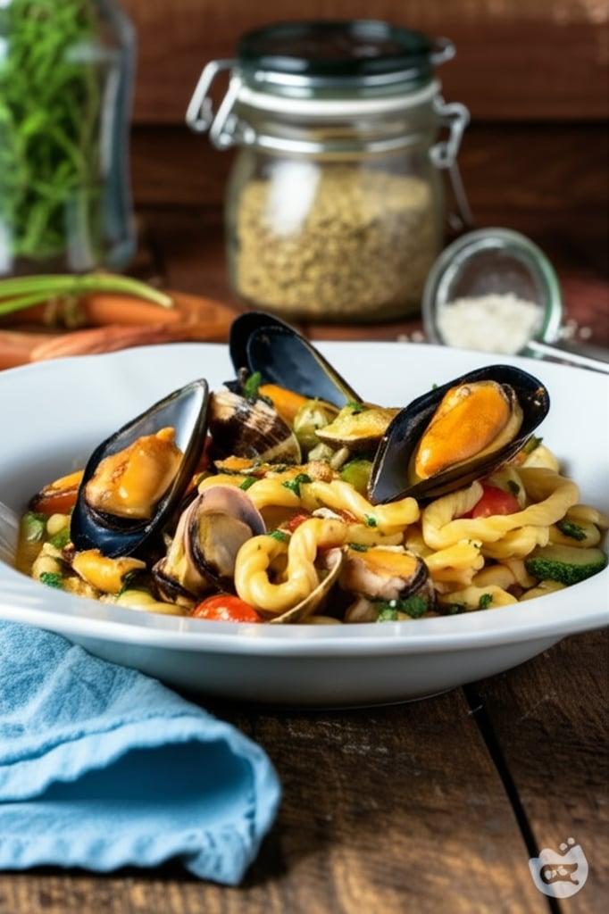 Lorighittas with seafood sauce