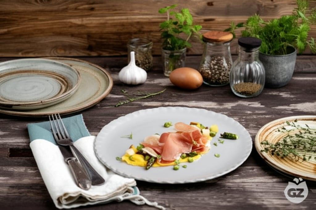 Omelette with ham, asparagus and potatoes