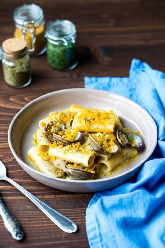 Paccheri with artichokes, clams and bottarga