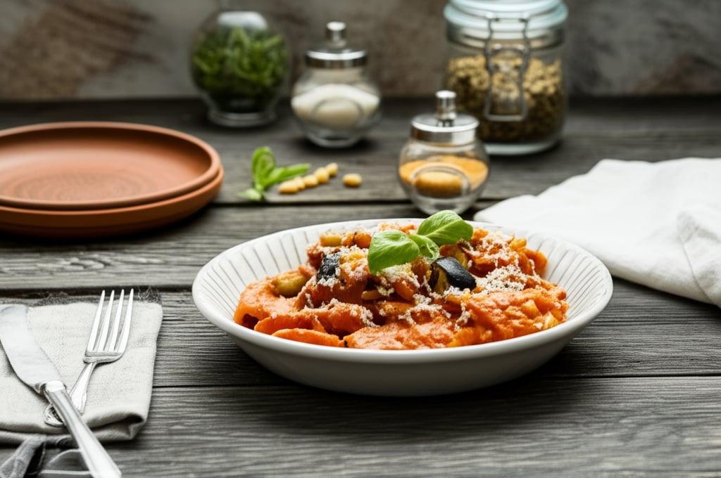 Paccheri with fried eggplant cream