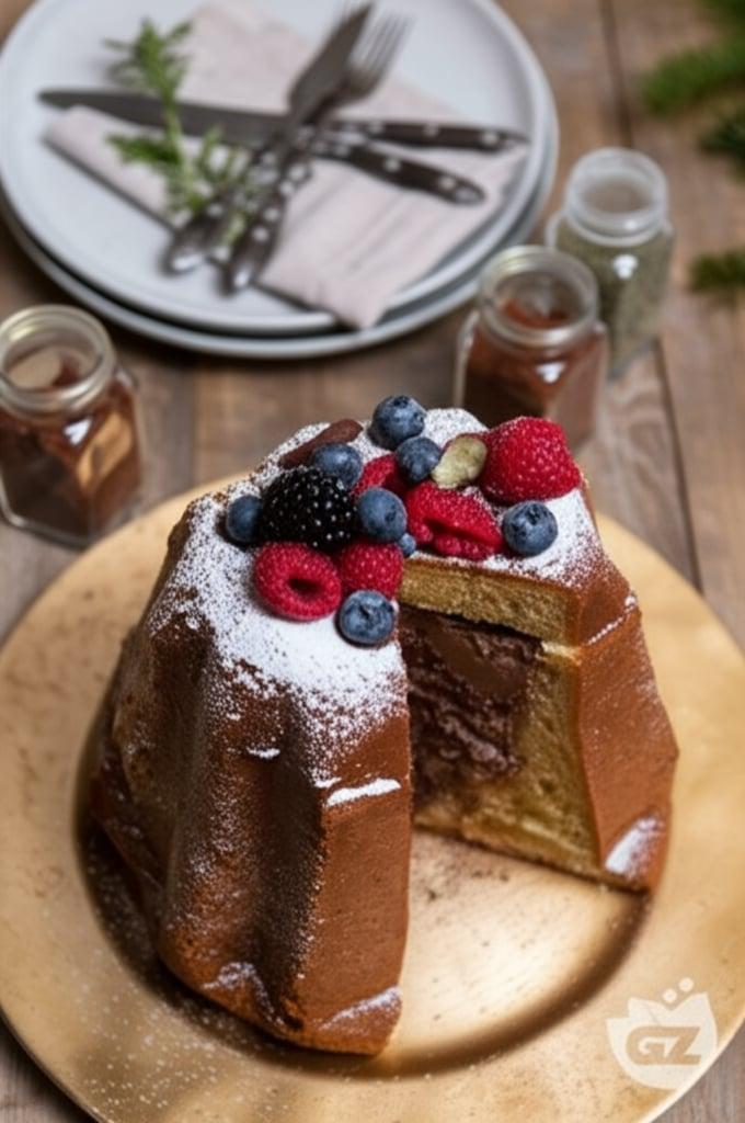 Pandoro filled with Nutella Gelato