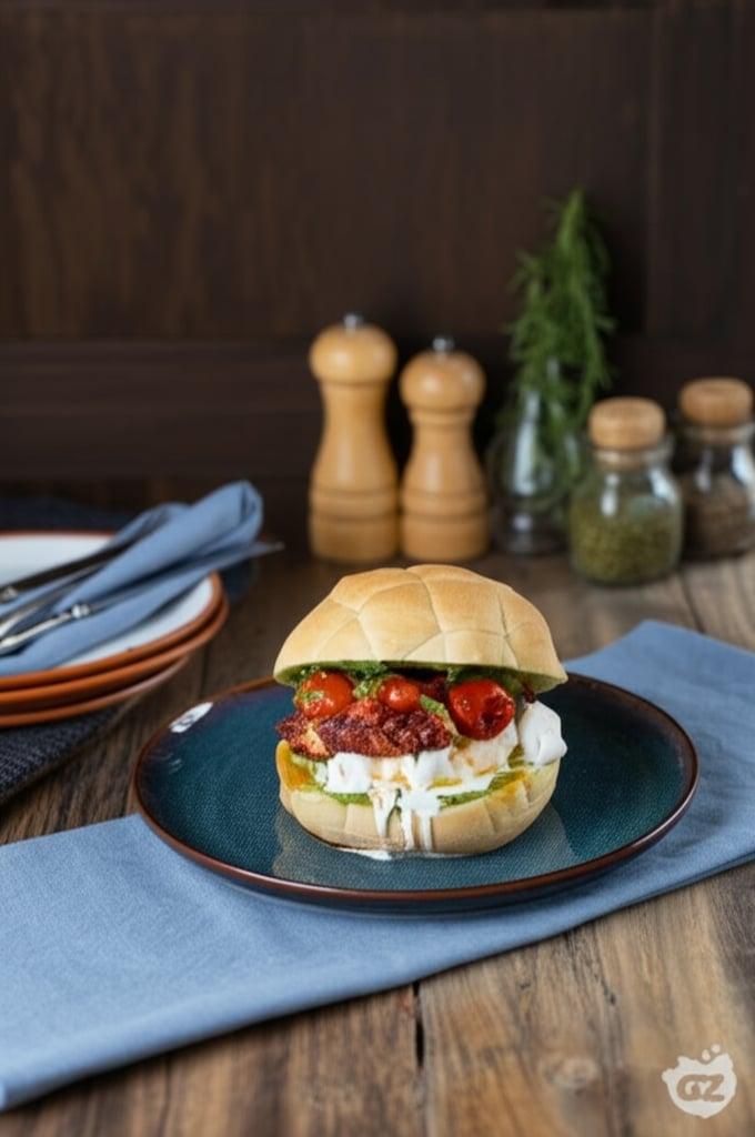 Sandwich mit Oktopus und Burrata