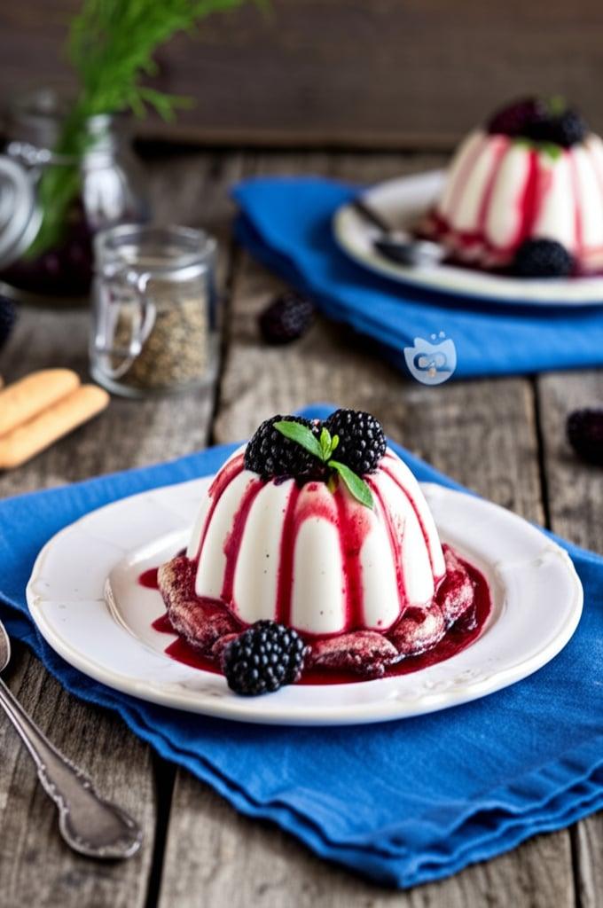 Panna cotta mit Brombeeren und Pavesini