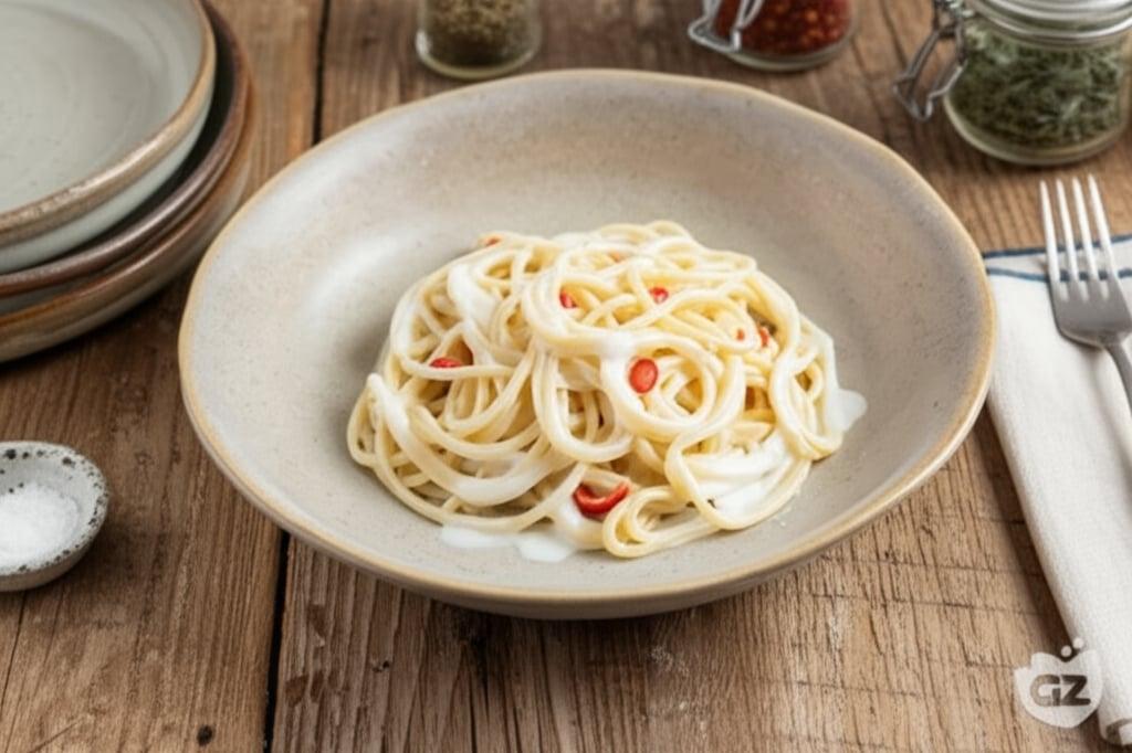 Creamy garlic, oil, and chili pasta