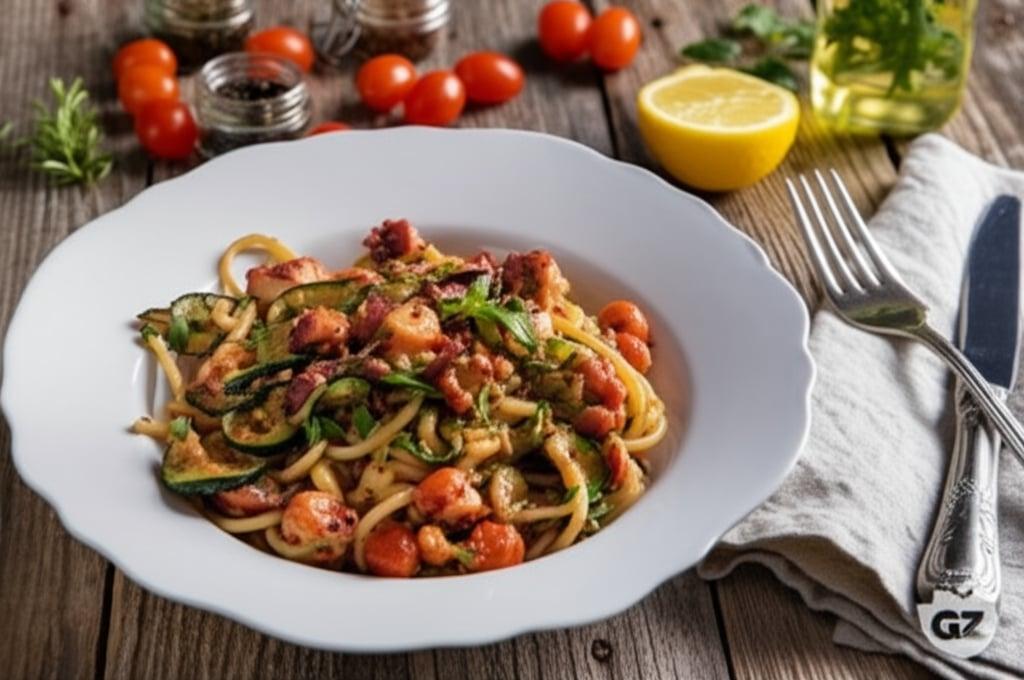 Pasta con polpo e zucchine