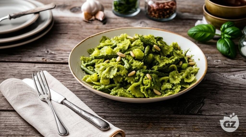 Pasta fredda al pesto con patate e fagiolini