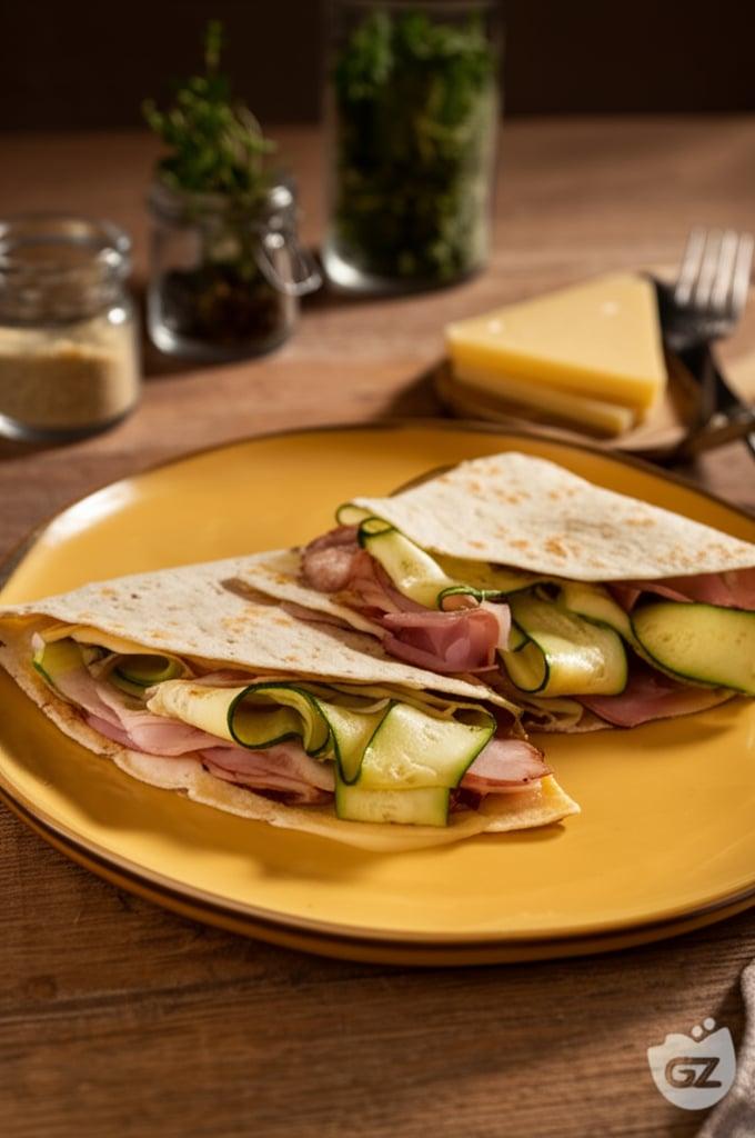 Piadina con cotto, zucchine e fontina