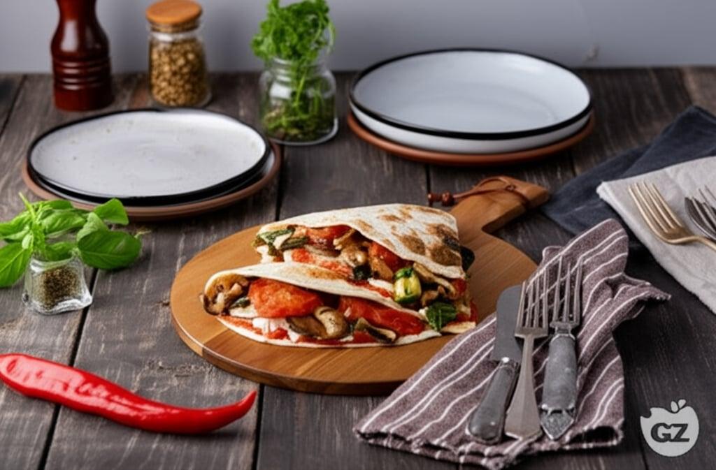 Piadina with grilled vegetables and stracciatella