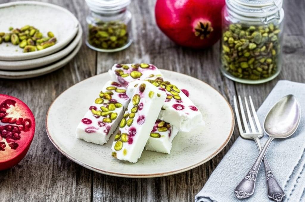 Pistachio And Pomegranate Frozen Yogurt Bark