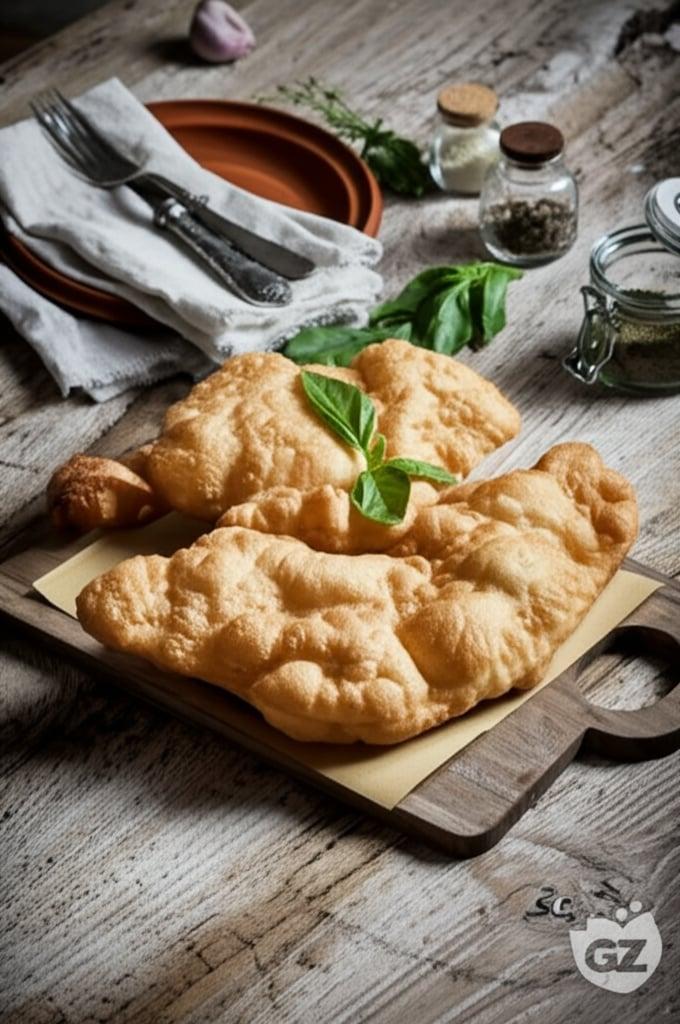 Pizza fritta con ricotta e cicoli