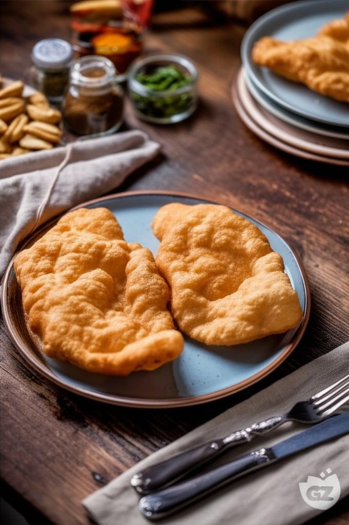 Fried pizza with ricotta and pork cracklings