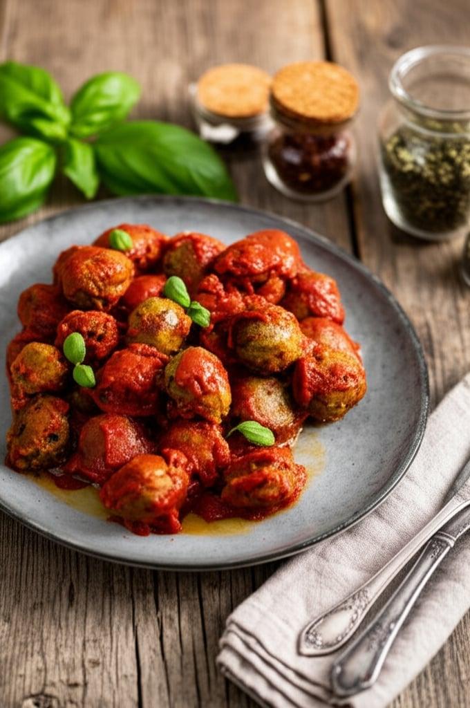 Artichoke Meatballs in Tomato Sauce