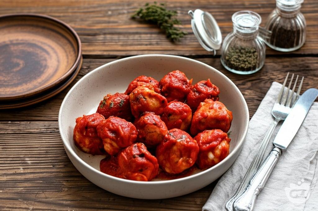 Codfish meatballs in tomato sauce