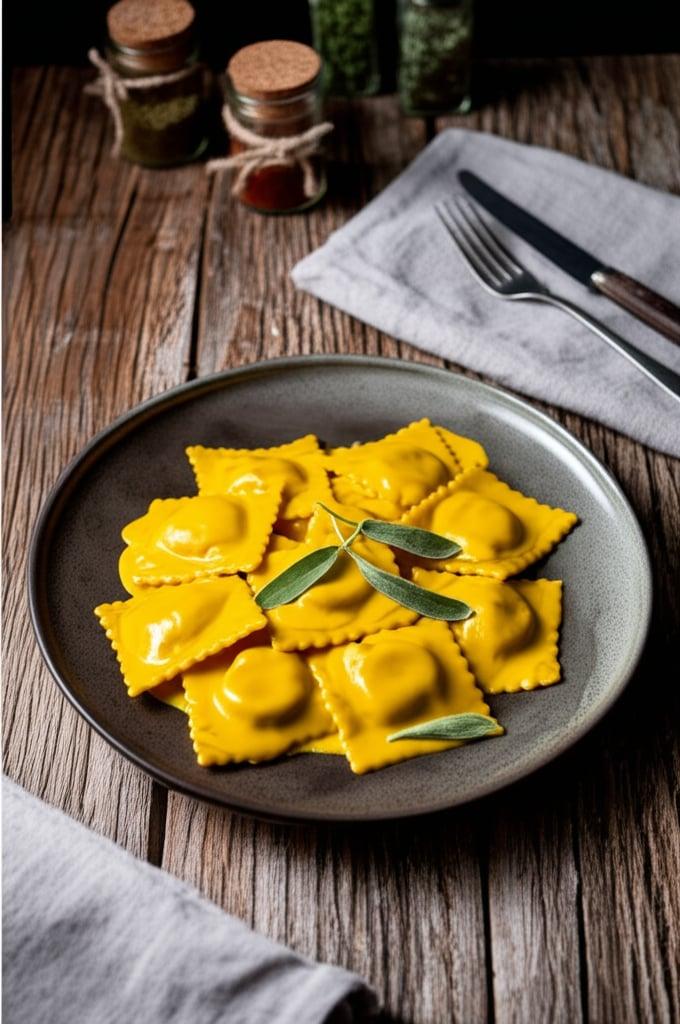 Ricotta-Ravioli mit Safran-Sauce