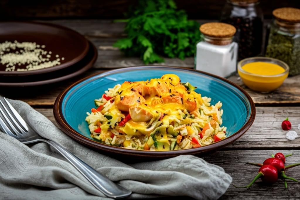 Riso basmati con salmone, sesamo e salsa spicy