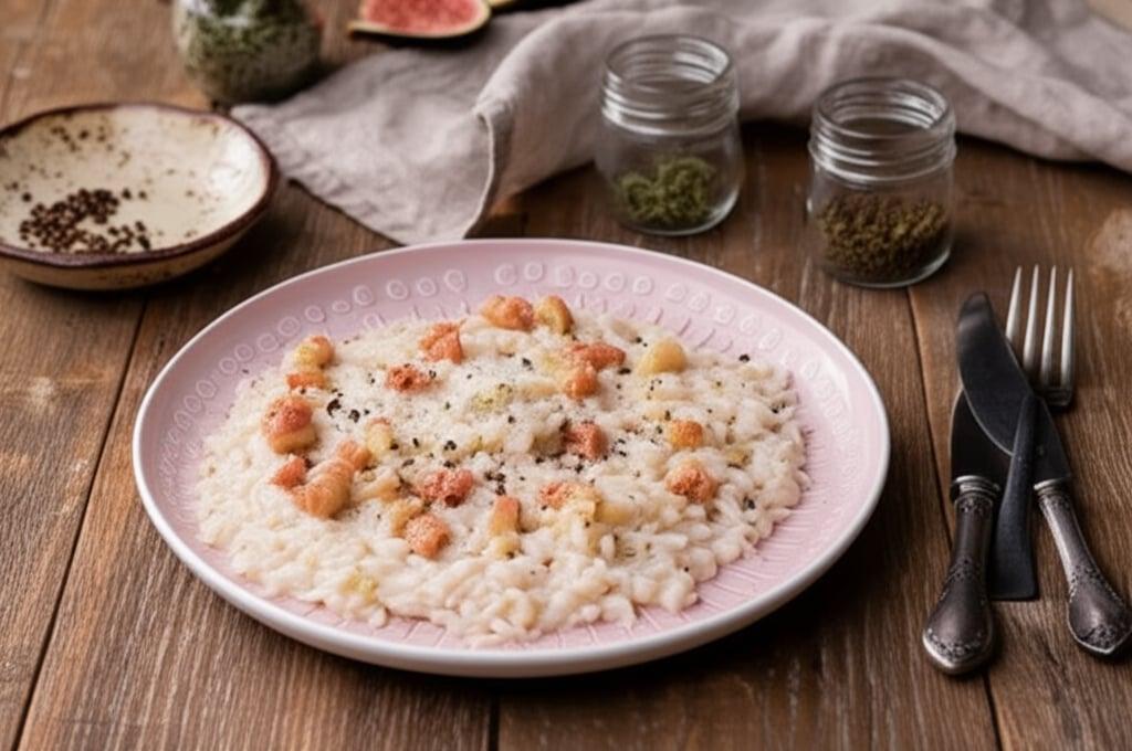 Risotto Cacio, Pfeffer und Feigen