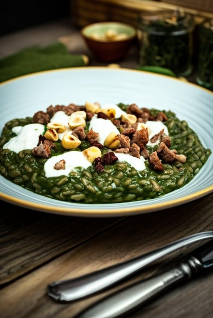 Risotto cavolo nero, salsiccia e nocciole