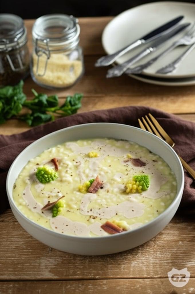 Risotto with broccoli and quick bagna caoda