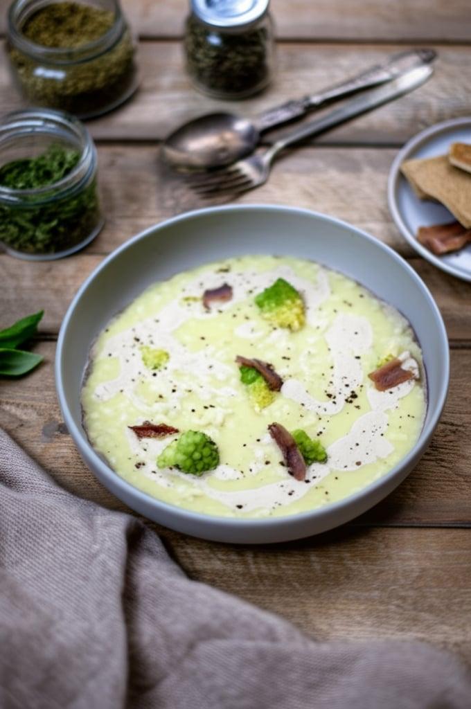Risotto with broccoli and quick bagna caoda