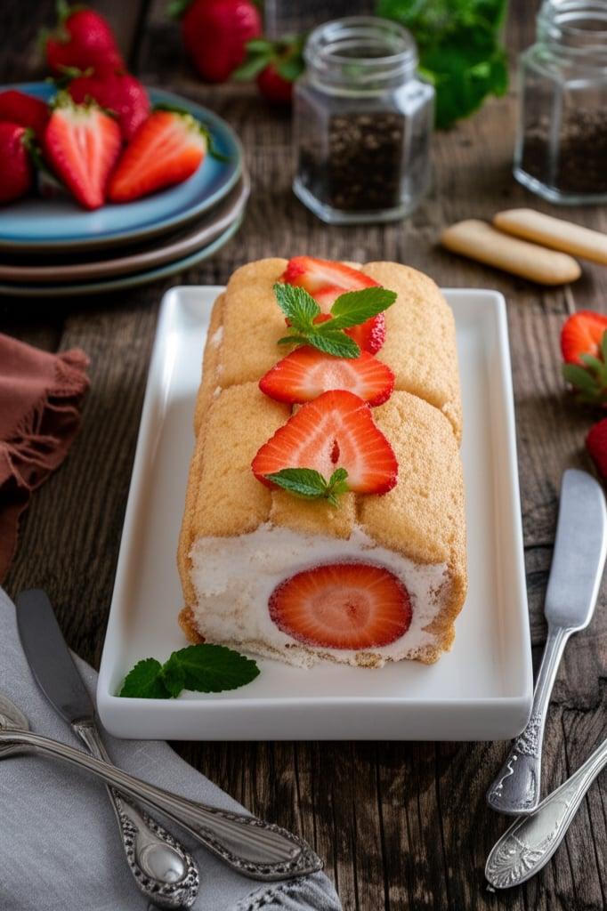 Rollo de Pavesini con fresas