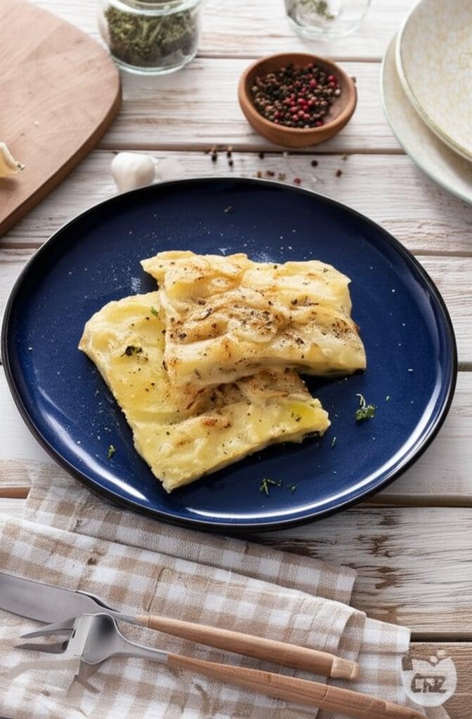 Pastel de patatas y cebollas