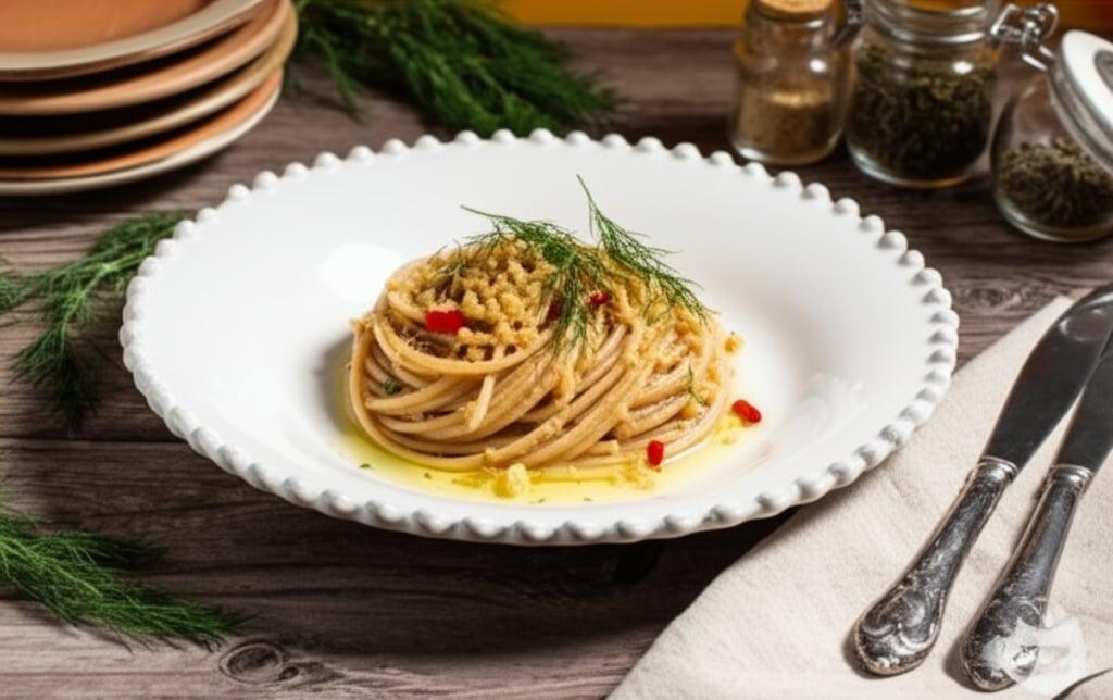 Spaghetti with anchovy sauce