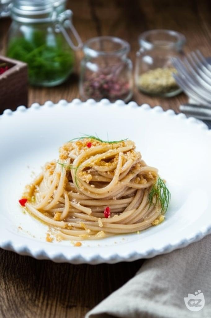 Espaguetis con colatura de anchoas