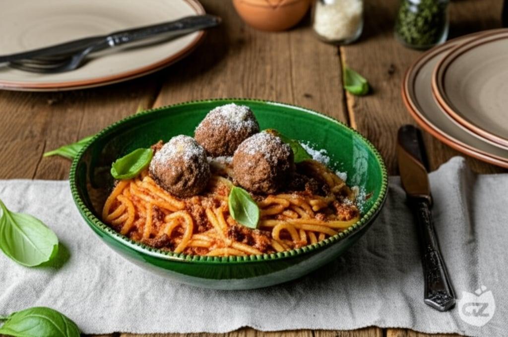 Spaghetti con ragù e polpette