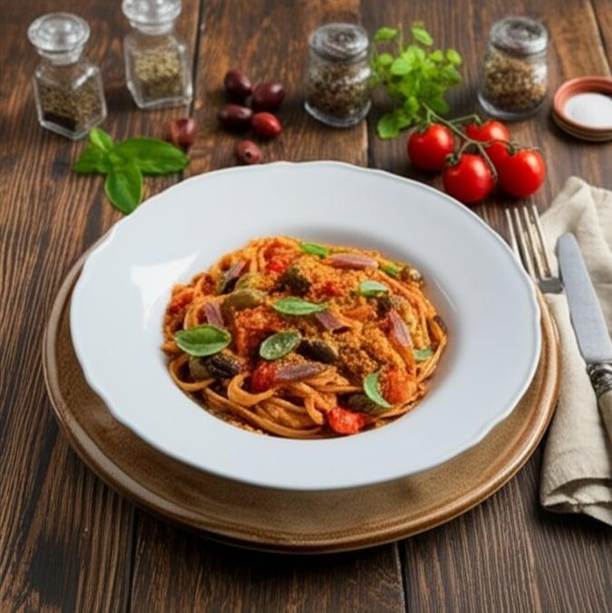 Калабрійська стронкатура з помідорами чері та анчоусами