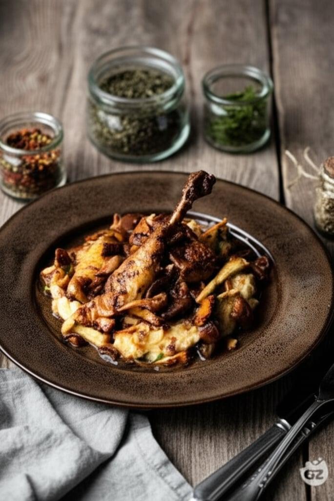 Chicken stew with chestnuts and mushrooms