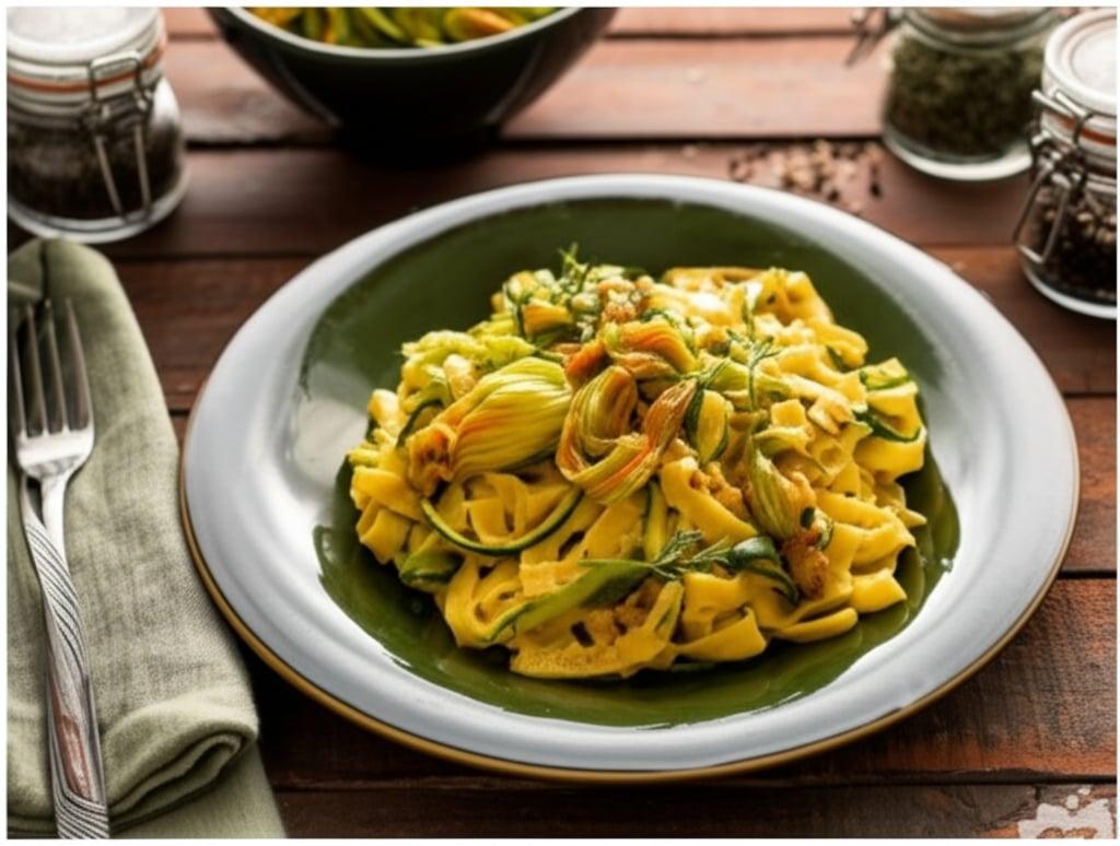 Tagliatelle with zucchini flowers